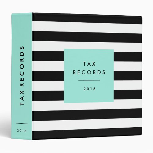 Striped Blue Tax Records 3 Ring Binder