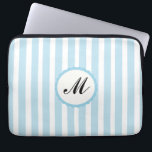 Striped Blue White Custom Monogram Laptop Sleeve<br><div class="desc">Neoprene Laptop Sleeve 13 inch Striped Blue White Custom Monogram</div>