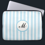 Striped Blue White Custom Monogram Laptop Sleeve<br><div class="desc">Neoprene Laptop Sleeve 13 inch Striped Blue White Custom Monogram</div>
