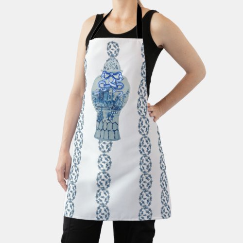 Striped Blue  White Ginger Jar Apron