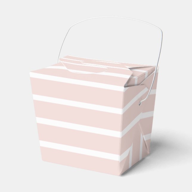 Striped blush pink white horizontal stripes chic favor boxes (Front Side)