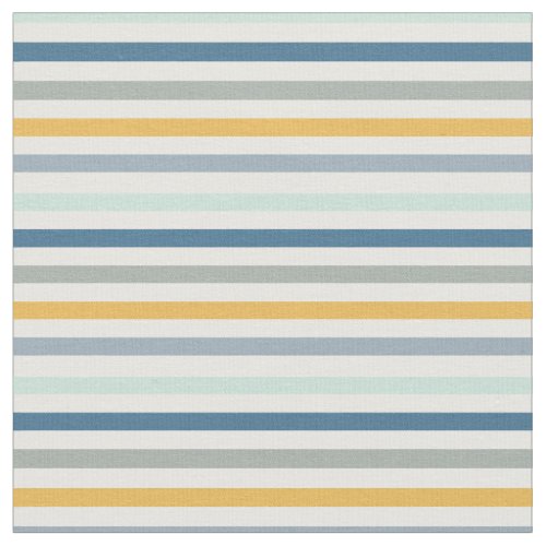 Striped Boho Rainbow Blue and Gold Pastels Fabric
