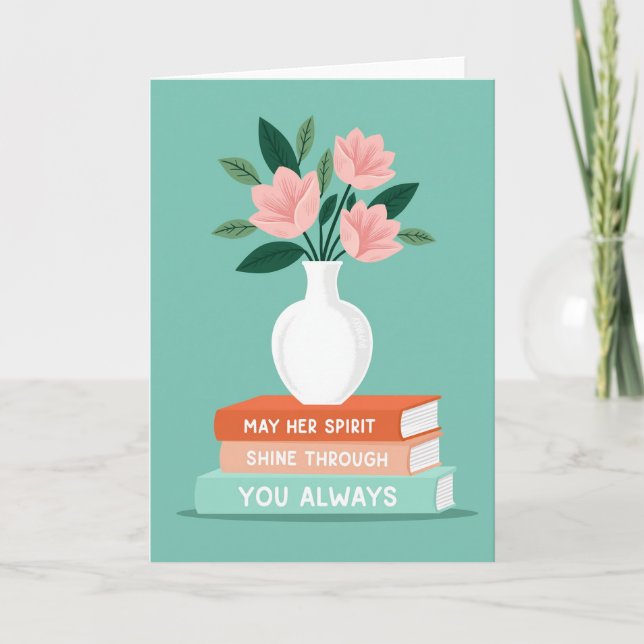 Striped Books Floral Still Life Card (Front)