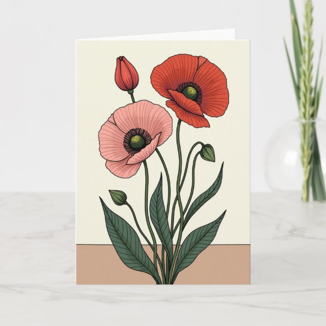 Striped Botanical Bloom Card (Front)