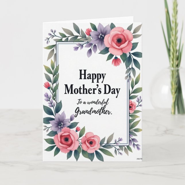 Striped Botanical Grandmas Day Card (Front)