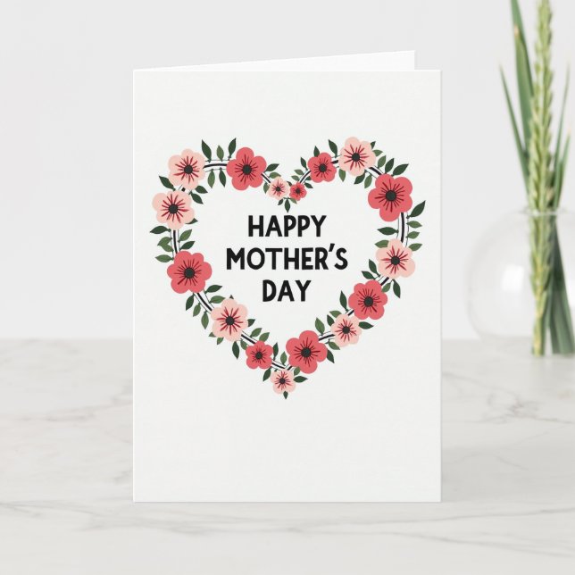Striped Botanical Heart Mothers Card (Front)