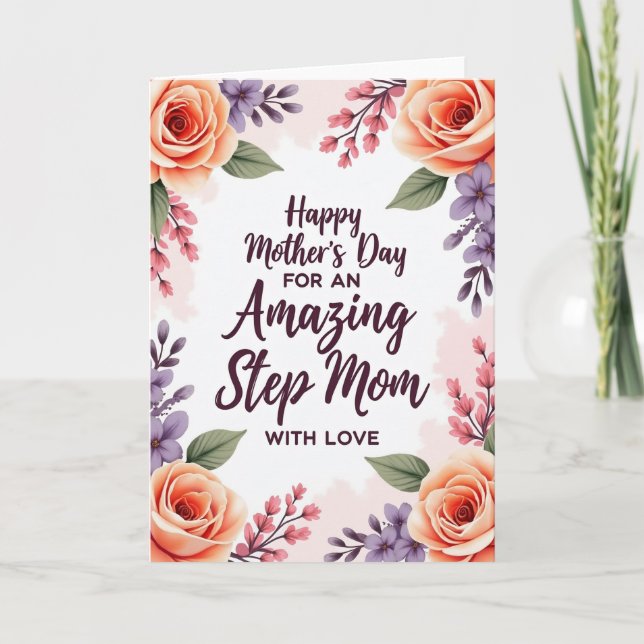 Striped Botanical Thanks Card (Front)