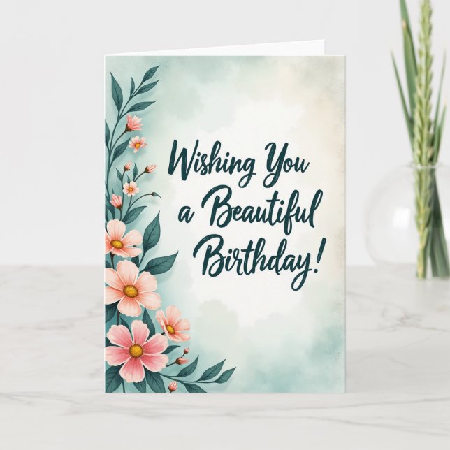 Striped Botanical Wishes Card (Front)