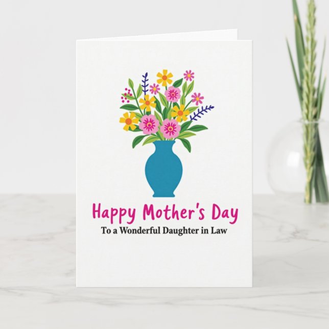 Striped Bouquet Daughter In Law Card (Front)