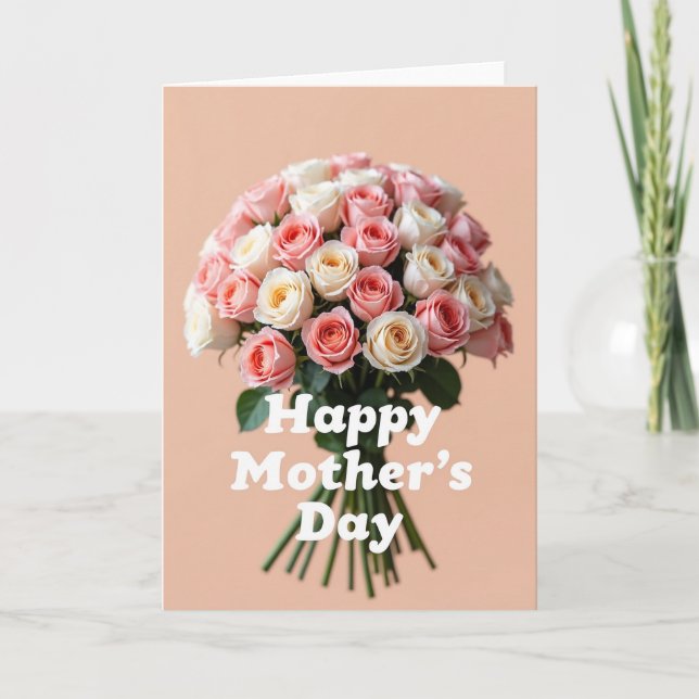 Striped Bouquet Happy Mothers Day Card (Front)