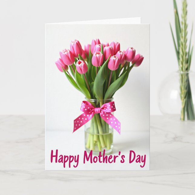 Striped Bouquet Of Flowers Card (Front)