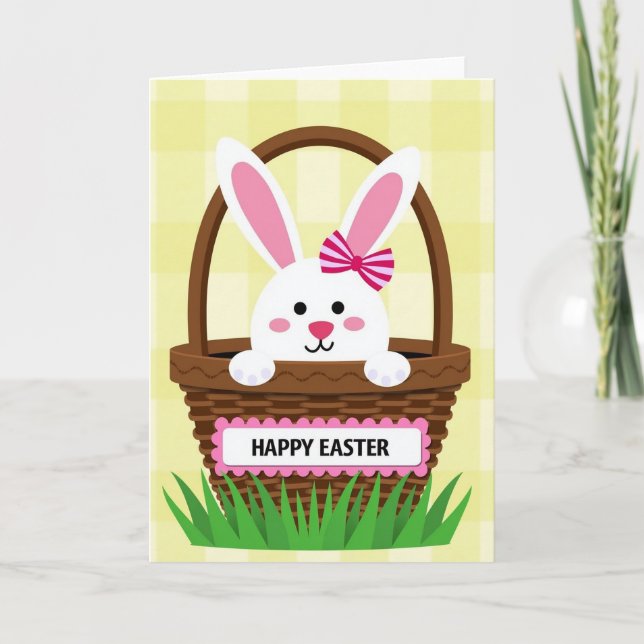 Striped Bow Basket Holiday Card (Front)