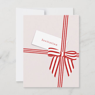 Striped Bow Flat Invitation Card