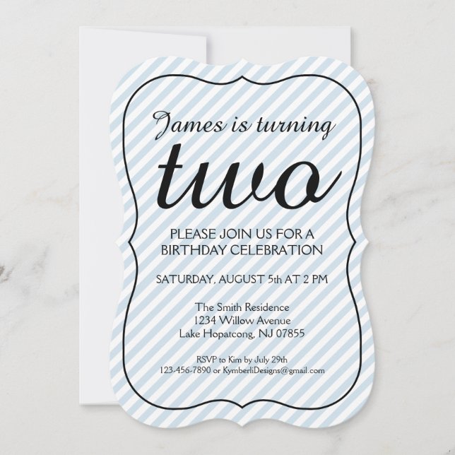 Striped Bracket Birthday Party Invitation (Front)