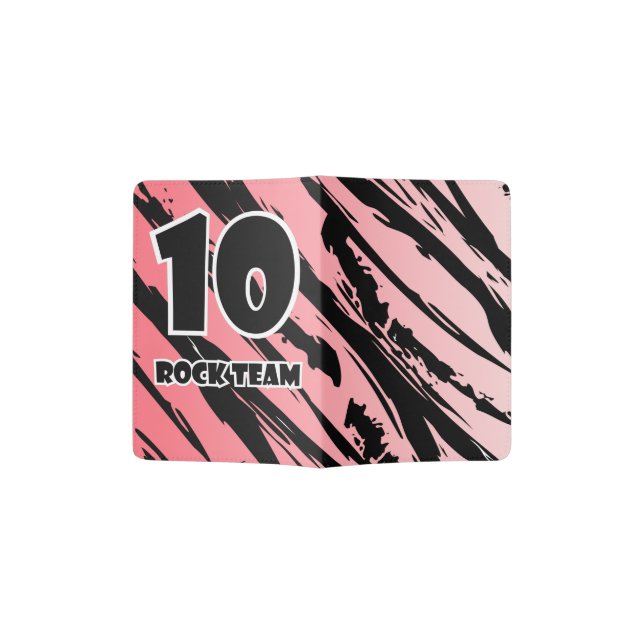 Striped bright pink design    passport holder (Opened)