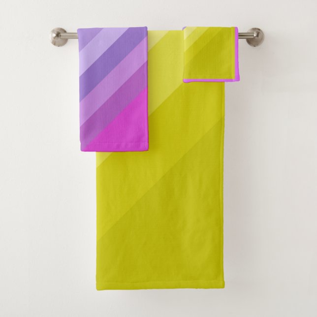Striped, bright , rainbow bath towel set (Insitu)