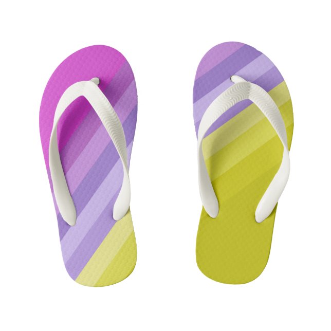 Striped, bright , rainbow kid's flip flops (Footbed)