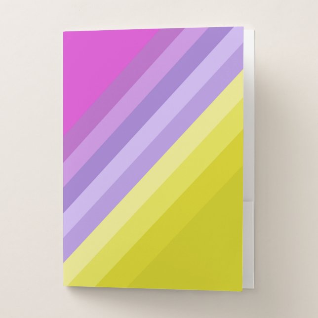 Striped, bright , rainbow pocket folder (Front)