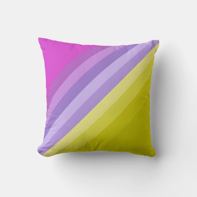 Striped, bright , rainbow throw pillow (Front)