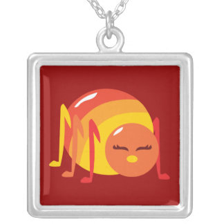 Striped Bug Silver Plated Necklace