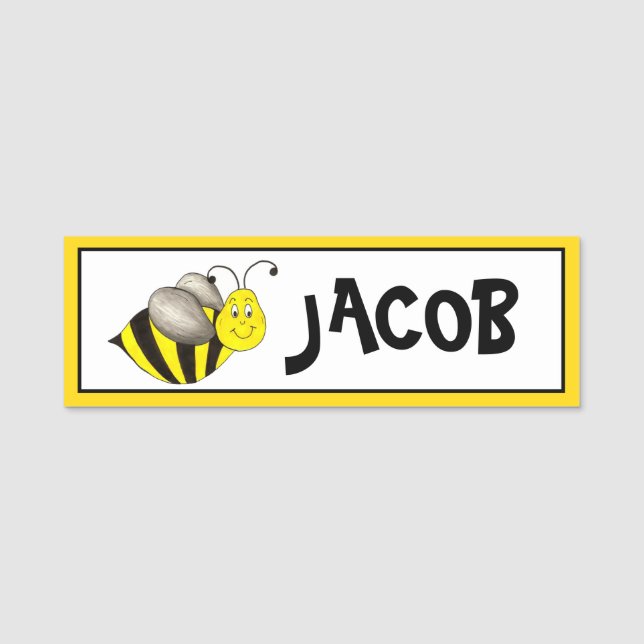 Striped Bumble Bee Bumblebee Honeybee Insect Bug Name Tag (Front)