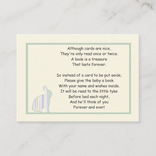 Striped Bunny Baby Shower Book Poem _ Insert Card