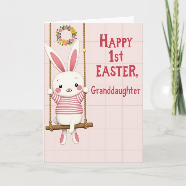 Striped Bunny Easter Card (Front)
