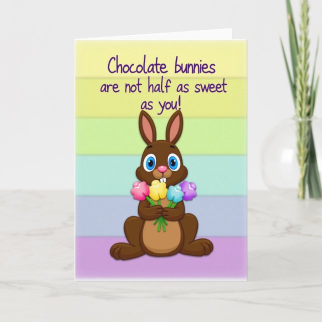 Striped Bunny Sweet Note Card (Front)