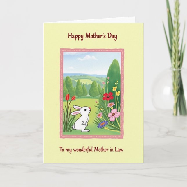 Striped Bunny Wildflower Field Card (Front)