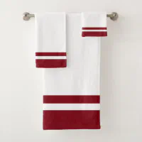 Monogram Burgundy Maroon Dark Red White Bath Towel Set, Zazzle