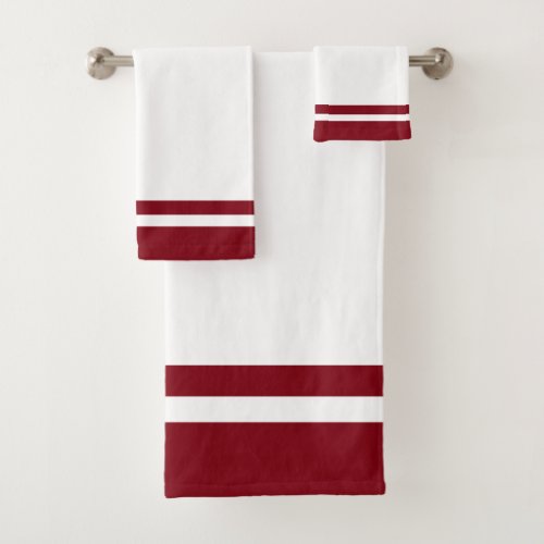 Striped Burgundy on White Bath Towel Set