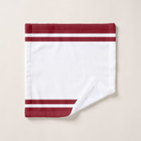 Monogram Burgundy Maroon Dark Red White Bath Towel Set, Zazzle