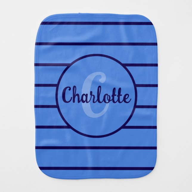 Striped Burp Cloth with Name and Initial (Front)