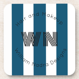 striped business logo monogram circle gift beverage coaster