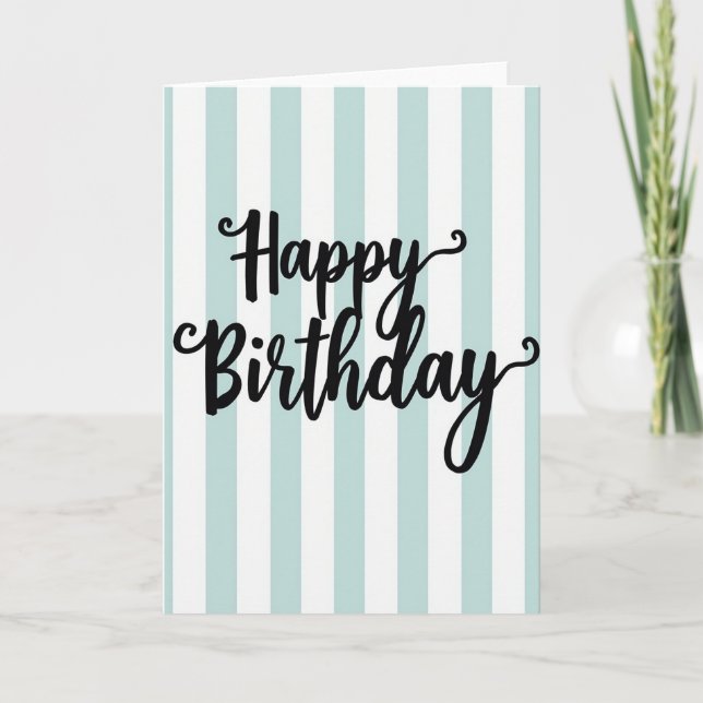 Striped Calligraphy Birthday Card (Front)