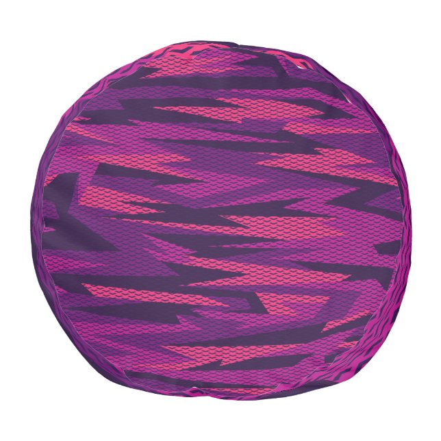Striped Camouflage: Abstract Geometric Pattern Pouf (Bottom)