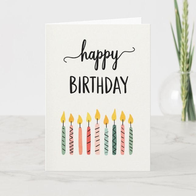 Striped Candle Birthday Card (Front)