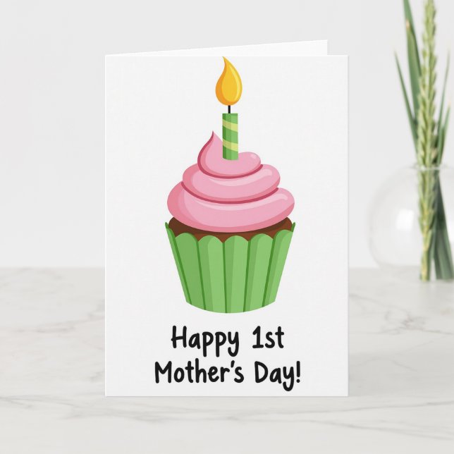 Striped Candle Cupcake Card (Front)