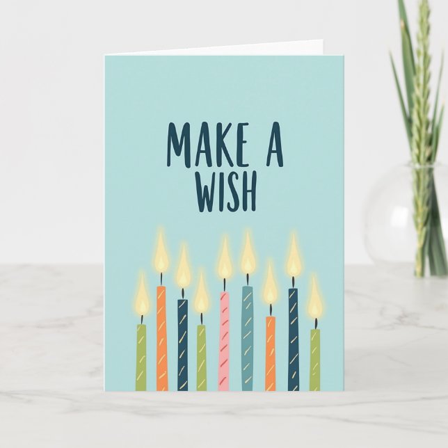 Striped Candle Wish Card (Front)
