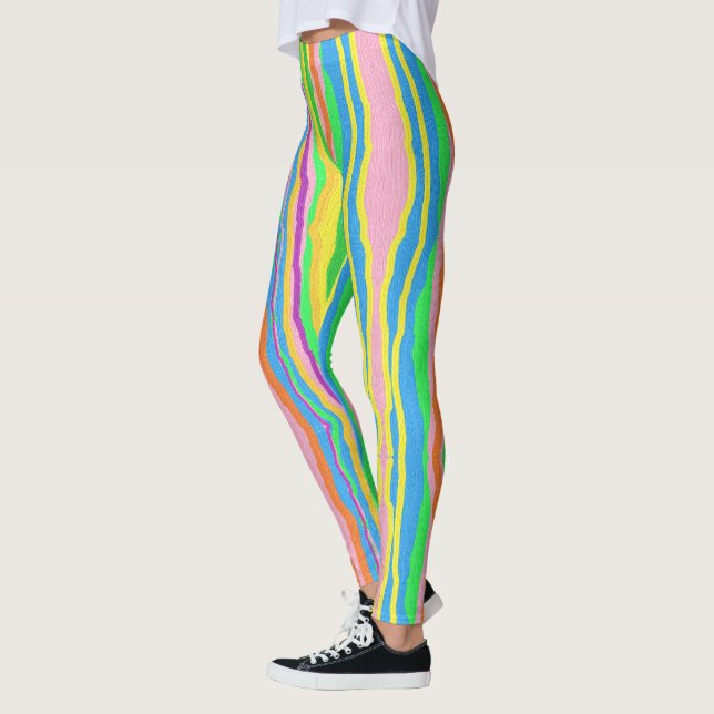 striped candy color leggings rainbow patterned (Left)