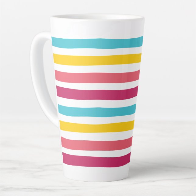 Striped Candy! Cute Fun Colorful  Latte Mug (Left Angle)