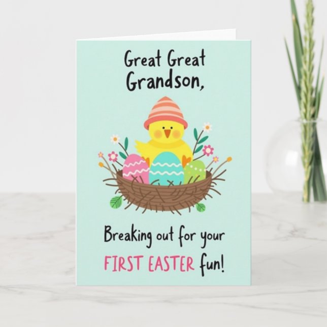 Striped Cap Chick Easter Card (Front)