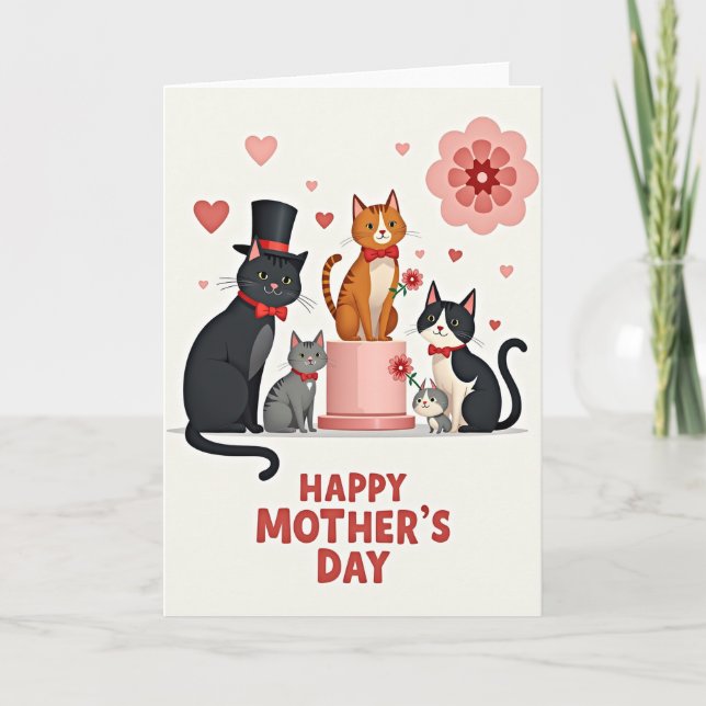 Striped Cat Blossom Card (Front)