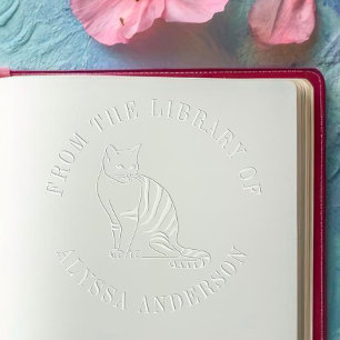 Striped Cat Custom Book Round Embosser