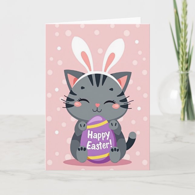 Striped Cat Easter Card (Front)