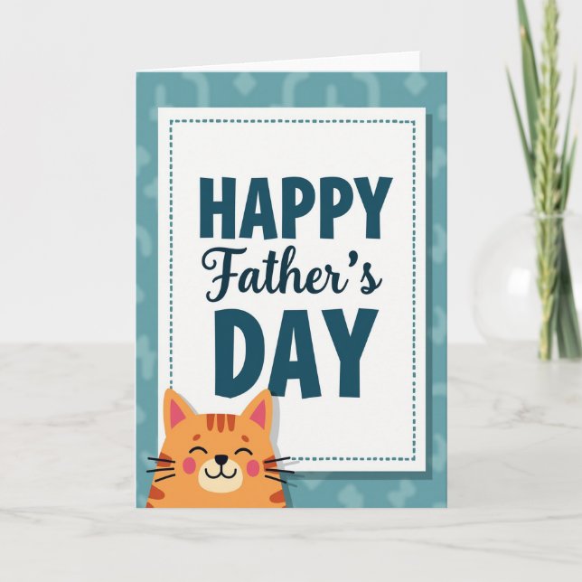 Striped Cat Fathers Day Love Card (Front)
