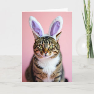 Striped Cat Festive Ears Portrait Card