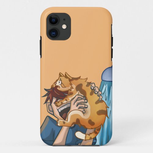 striped cat gets scared  iPhone 11 case