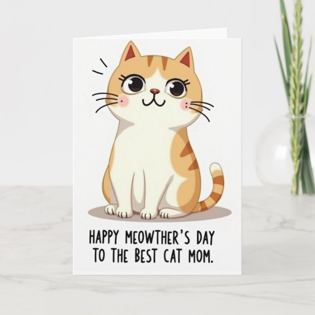Striped Cat Illustration Card (Front)
