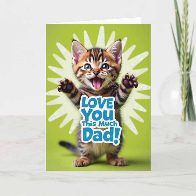 Striped Cat Love You Dad Card (Front)